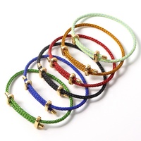 Bracelet tressé en fil d'acier inoxydable plaqué or 18 carats, ajustable, étanche, pour couple, bijoux de mode tendance, vente chaude