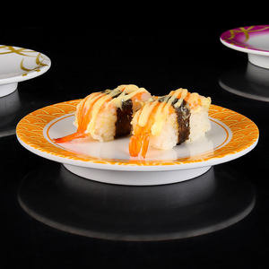 Assiette de service ronde en mélamine colorée de style japonais avec logo personnalisé, pour restaurant, hôtel, pizza, sushi, nourriture, en-cas - Product Image 4