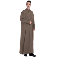 Vêtements islamiques modestes, thawb arabe, jubah, nouveau design, thobe avec poches, couleur unie, fermeture éclair avant, bouton, robe thobe pour hommes M0069