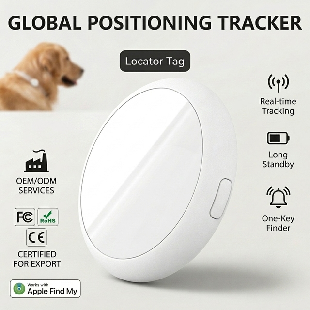 Mini MFi Certified GPS Pet Tracker Waterproof Metal Silicone Smart Airtag Anti-Lost Pet Locator Dogs Cats Outdoor Use 1 Year