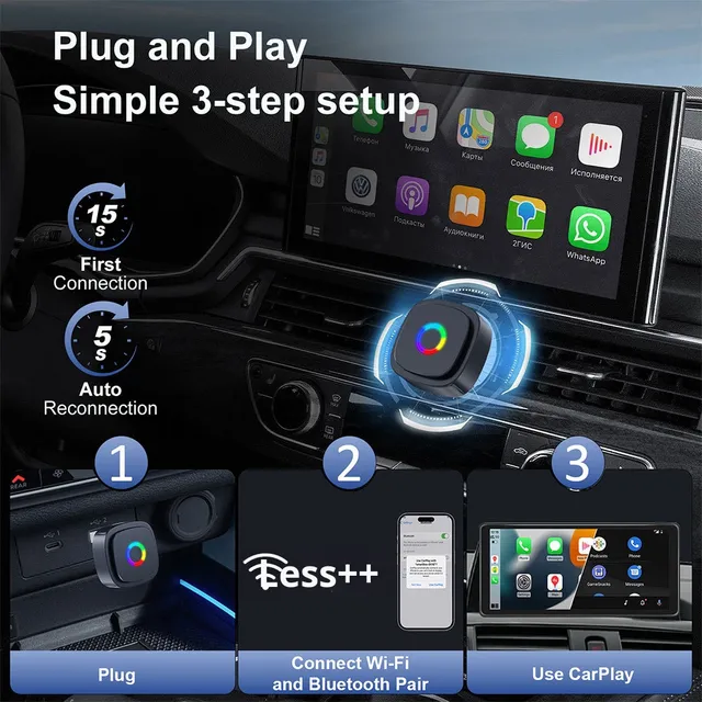 New Product Carplay Android Auto Wired to Wireless Converter Hot Sale for Car Machines Connect the Mobile Phone to the Car YS
