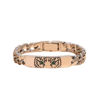 Bracelet jonc unisexe classique géométrique en cuivre plaqué or, style punk tendance, accessoire cadeau pour couple Tigre