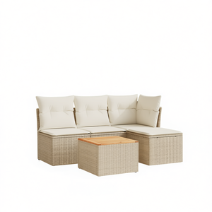 Ensemble de canapés de jardin beige 4 places en rotin, mobilier d'extérieur résistant aux intempéries, design contemporain - Product Image 1