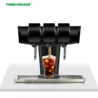 TWBEVERAGE Fontaine à boissons gazeuses post-mix professionnelle à 3 robinets en acier inoxydable et plastique pour boissons froides