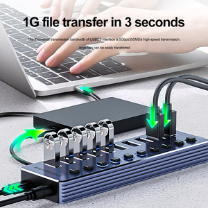 New 10 cổng trong 1 <span class=keywords><strong>USB</strong></span> Hub USB3.0 dữ liệu Docking Station Cắm và chơi 5Gbps Splitter cho điện thoại máy tính xách tay máy tính với chỉ số LED - Product Image 4