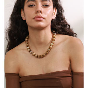 قلادة من الخرز على الطراز العتيق من jinأنت ، قلادة من الراتنج ، قلادة من صفائح معدنية من الفولاذ المقاوم للصدأ للفتيات - Product Image 5