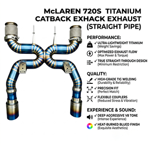 Vortex Blue Burnt Titanium Straight Pipe <b>Exhaust</b> System for McLaren 720S 765LT 4.0T V8 Race Sound Direct Fit - Product Image 1
