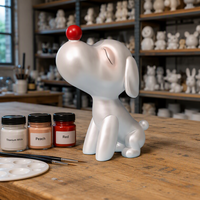 Figurine moderne en résine de chiot blanc Kawaii, sculpture artistique de ballon nacré brillant, décoration minimaliste mignonne pour la maison et le bureau, cadeau
