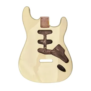 ตัวกีตาร์บาสวูด SSS แบบด้าน พร้อมคอไม้เมเปิลและฟิงเกอร์บอร์ดไม้ดำ รุ่นวินเทจสีเหลือง สำหรับงาน DIY - Product Image 5