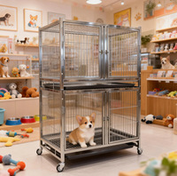 202 RVS Ademend Geanodiseerd Hondenverblijf Multi-Layer Fokkerij Kennel Verwijderbare Scheidingswand Dakraam Huisdier