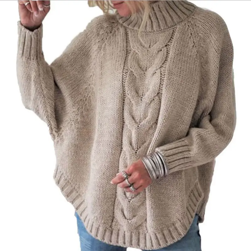2022 कस्टम प्लस आकार महिलाओं बुना हुआ स्वेटर ढीला ठोस रंग स्वेटर चमगादड़ बाजू स्वेटर