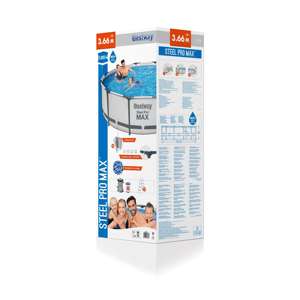 Pour <span class=keywords><strong>piscine</strong></span> hors sol Bestway Steel Pro MAX, ensemble de 3,66 <span class=keywords><strong>m</strong></span> x <span class=keywords><strong>1</strong></span>,00 <span class=keywords><strong>m</strong></span>, PVC portable avec pompe et échelle pour utilisation en extérieur - Product Image 6