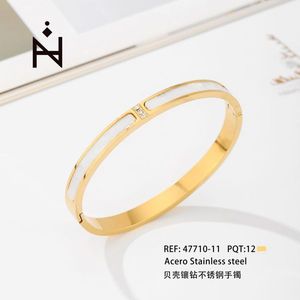 Bracciale in acciaio inossidabile con conchiglia e diamanti tono oro 47710 11 PQT12 - Product Image 3