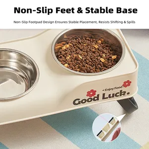 Tigela Elevada Dobrável 2 em 1 de Aço Inoxidável com Suporte para Cães e Gatos, Recipiente para Água e Comida - Product Image 2