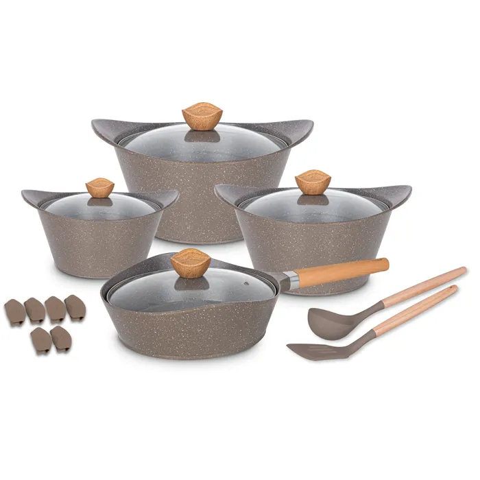 Cooklover OEM đúc nhôm grey Pot Set không dính đồ nấu nướng với cảm ứng dưới