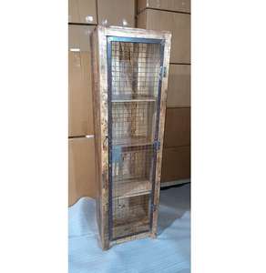 Librero de Madera Maciza de 5 Niveles con Patas de Hierro y Puerta de Almacenamiento, Estante Multifuncional para Oficina en Casa y Sala de Estar - Product Image 2