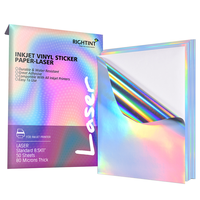 Papel Adhesivo de Vinilo Imprimible Rightint, Producto Popular en Amazon, Apto para Impresoras de Inyección de Tinta y Láser, Blanco Brillante, 8.5x11