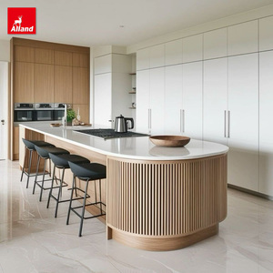 Alland Mobili <span class=keywords><strong>da</strong></span> <span class=keywords><strong>Cucina</strong></span> Rotondi <span class=keywords><strong>in</strong></span> <span class=keywords><strong>Legno</strong></span> Bicolore con Pannelli Piatti e Scanalati, Design Moderno per Isola <span class=keywords><strong>Cucina</strong></span> e Arredamento Casa - Product Image 1