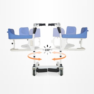 KSM-206 Chaise de transfert mobile pour patient, réglable en hauteur, avec cuvette de toilette amovible, pour hôpital et personnes handicapées, manuelle - Product Image 1