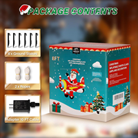 Avion de Noël gonflable de 8 pieds avec Père Noël et éclairage LED, décoration de Noël pour jardin, pelouse, maison, extérieur, fête de fin d'année