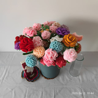 Mini Bouquet de Tournesol Artificiel au Crochet Fait à la Main Créatif Anniversaire Saint Valentin Chinois Nouvelles Plantes de Fleurs Décoratives
