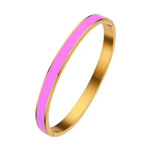 Pulsera de Acero Inoxidable con Epoxi para Mujer, Estilo Europeo y Americano, Dorada - Product Image 4