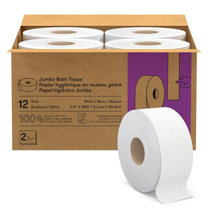 Papier toilette en rouleau géant blanc biodégradable <span class=keywords><strong>de</strong></span> qualité supérieure, 2 plis, adapté aux distributeurs universels - Product Image 1