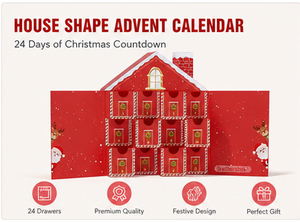 Wholesale Red House Shaped Advent <b>Calendar</b> Box Rigid Cardboard Empty Mystery Blind Box with Drawers for Surprise Gift Box - Product Image 4