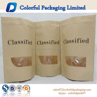 Pochette standup transparente mate personnalisée pour snacks doypack standup en plastique alimentaire avec fenêtre emballage en papier kraft recyclé
