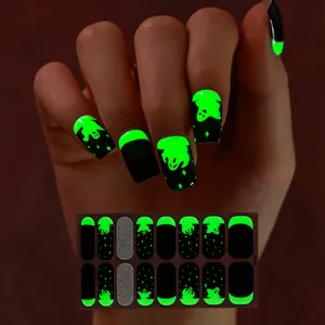 Pegatinas de esmalte de uñas con diseño de calabaza de Halloween de larga duración personalizadas de alta calidad