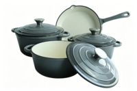 Ensemble de 7 ustensiles de cuisine en fonte émaillée de haute qualité, comprenant une poêle et une casserole, pour la cuisine à domicile et en restaurant