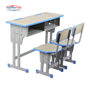 Ensemble bureau et chaise pour étudiants modernes, simple ou double, de haute qualité, taille réglable, personnalisable, pour la maison, l'étude ou l'école - Product Image 1