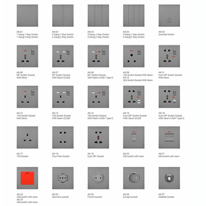 Bán buôn thiết kế mới tường chuyển đổi và ổ cắm Đức tiêu chuẩn PC grey Bảng điều chỉnh A6 loạt Ánh Sáng Thiết bị chuyển mạch điện đối với trang chủ - Product Image 5