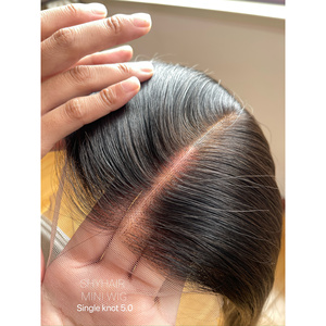 Precio de Fábrica al por Mayor Cabello Humano Europeo Virgen Negro Natural 5*5 para Lace Front + 8*8 Toppers Mini Peluca Sin Pegamento Pre-Arrancada - Product Image 3