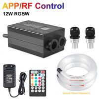 Kit d'éclairage à fibres optiques RGBW 12W Twinkle à deux têtes avec télécommande/application intelligente pour la décoration de plafond de voiture