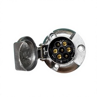 Prise 7P/12V ISO 1724 à contact vis en aluminium laiton/nickelé, étanche, référence 502720V pour remorque européenne