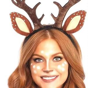 عصابة رأس على شكل قرون الغزلان اللطيفة للنساء إكسسوارات شعر بسيطة لعيد الميلاد لغسيل الوجه في المخزن - Product Image 3