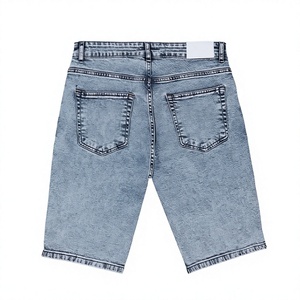 mens light blue acid wash denim <b>shorts</b> with textured snow finish classic five pocket design and standard <b>belt</b> loops - Product Image 2