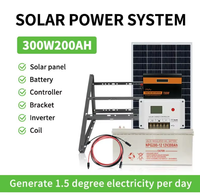 Kit de Sistema de Energía Solar Fuera de la Red Personalizable de 300W MPPT, Batería de 12V 200Ah Libre de Mantenimiento con Inversor de 700W