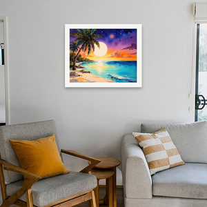 Kit de Pintura por Números de Playa para Adultos - Atardecer en la Playa con Palmeras, 16x20 Pulgadas, Arte sin Marco para Decoración del Hogar o Regalos - Product Image 4