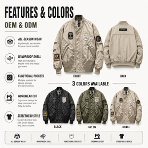 Custom Logo Thin Bomber <strong>Jacket</strong> <strong>for</strong> <strong>Men</strong> Long Sleeves and Stand Collar Fashionable <strong>Baseball</strong> Style with Nonwoven Weaving Method - Product Image 3