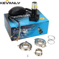 Mini phare LED blanc pour moto, ampoule LED avec 6 perles de lumière latérales, DC 9-80V, feu antibrouillard pour moto