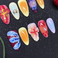 Ongles artificiels Y2K en gel UV sculpté motif floral, épais, en acrylique, faits à la main, à presser, réutilisables, 10 pièces, pour manucure glamour