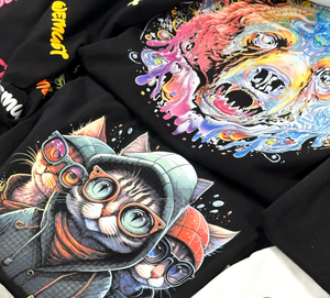 Autocollants DTF personnalisés Cool Urban Cat & Neon Bear pour transfert thermique sur film PET pour T-shirts Streetwear – Transferts DTF - Product Image 1