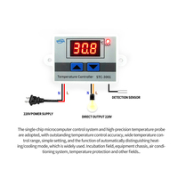 Régulateur de température numérique LED STC-3001 de chauffage et de refroidissement 12V 24V 220V Régulateur de température pour incubateur