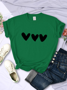 เสื้อยืดพิมพ์ลายหัวใจสีดำสำหรับผู้หญิงเสื้อยืดแขนสั้นแนวสตรีทเสื้อลำลองระบายอากาศได้ดี - Product Image 6