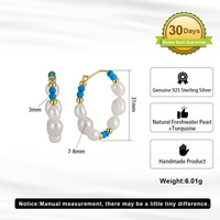 Boucles d'oreilles en argent sterling 925 avec perles d'eau douce en forme de grain de riz de couleur bonbon et perles turquoise, style bohème