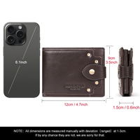 Portefeuille classique pour voyage, pliable, doublure en polyester, porte-billets, blocage RFID, court, en cuir véritable, simple, de luxe