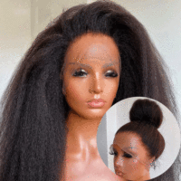 Venta al por mayor 13x4 Yaki Hd encaje Frontal brasileño virgen Peluca de cabello humano sin cola encaje frontal rizado peluca recta para mujeres negras