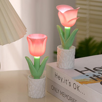 Lampe de table LED créative et compacte en plastique, à intensité variable, avec piles incluses, pour ambiance d'anniversaire, veilleuse de bureau, nouveauté transfrontalière